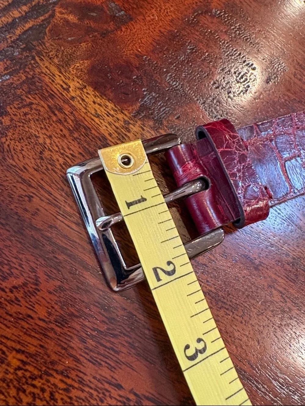 Vintage Ralph Lauren Burgundy Red Genuine American Alligator Leather Belt Medium